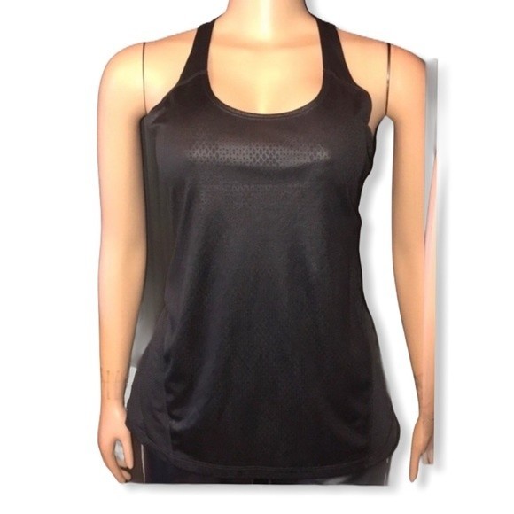 Danskin Now Tank Top Racer Back black loose fit elastic strap vented size L - Picture 4 of 12